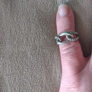 Lia Sophia "Coincidence" Ring. Looped Rope. Silver Tone.